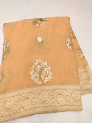 Beautiful khadi georgettes with blouse (7)