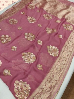 Beautiful khadi georgettes with blouse (9)