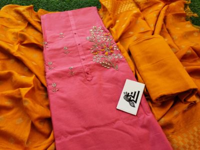 Chanderi hand embroidary dress materials (2)