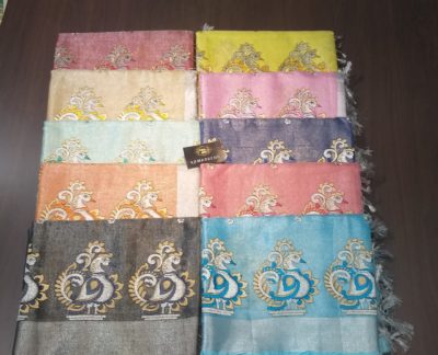 Exclusive embroidary tissue linen sarees (1)