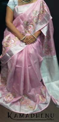 Exclusive embroidary tissue linen sarees (11)