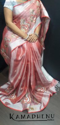 Exclusive embroidary tissue linen sarees (2)