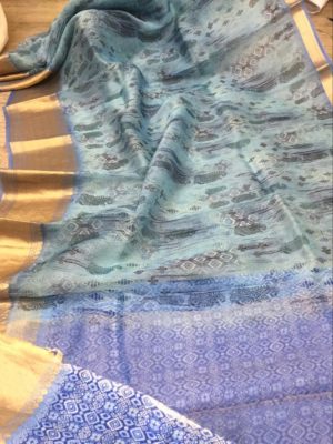 Exclusive new design kora printed sarees (2)
