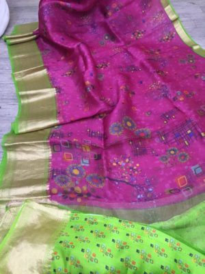 Exclusive new design kora printed sarees (7)