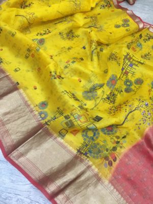 Exclusive new design kora printed sarees (8)