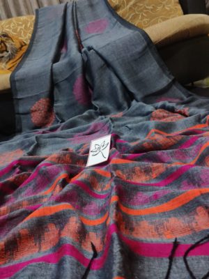 Exclusive new design of linen sarees (8)