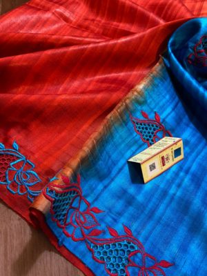 Exclusive silk hand cut work sarees with blouse (10)