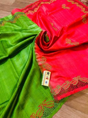 Exclusive silk hand cut work sarees with blouse (15)