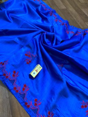 Exclusive silk hand cut work sarees with blouse (4)