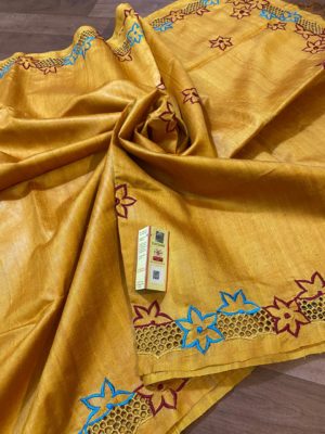 Exclusive silk hand cut work sarees with blouse (6)