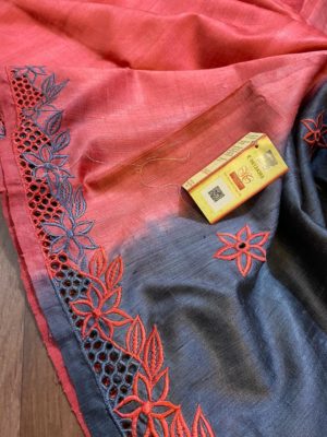 Exclusive silk hand cut work sarees with blouse (9)