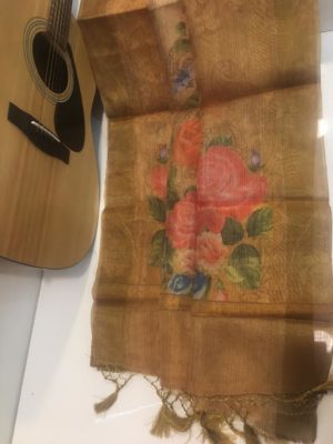 Fancy kora antique tissue printed sarees (1)