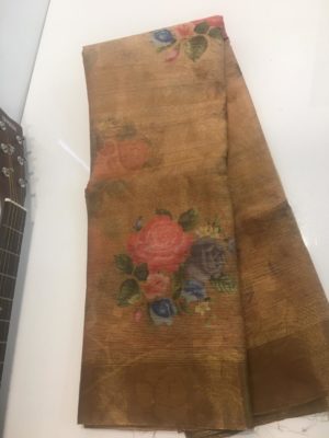 Fancy kora antique tissue printed sarees (11)
