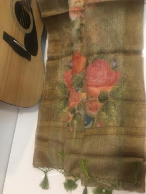 Fancy kora antique tissue printed sarees (13)