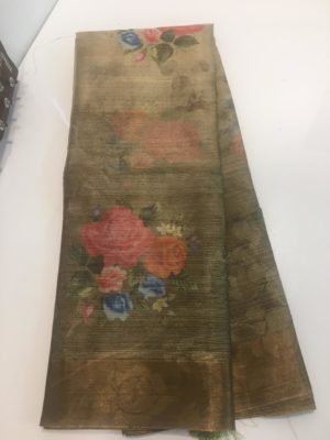 Fancy kora antique tissue printed sarees (21)