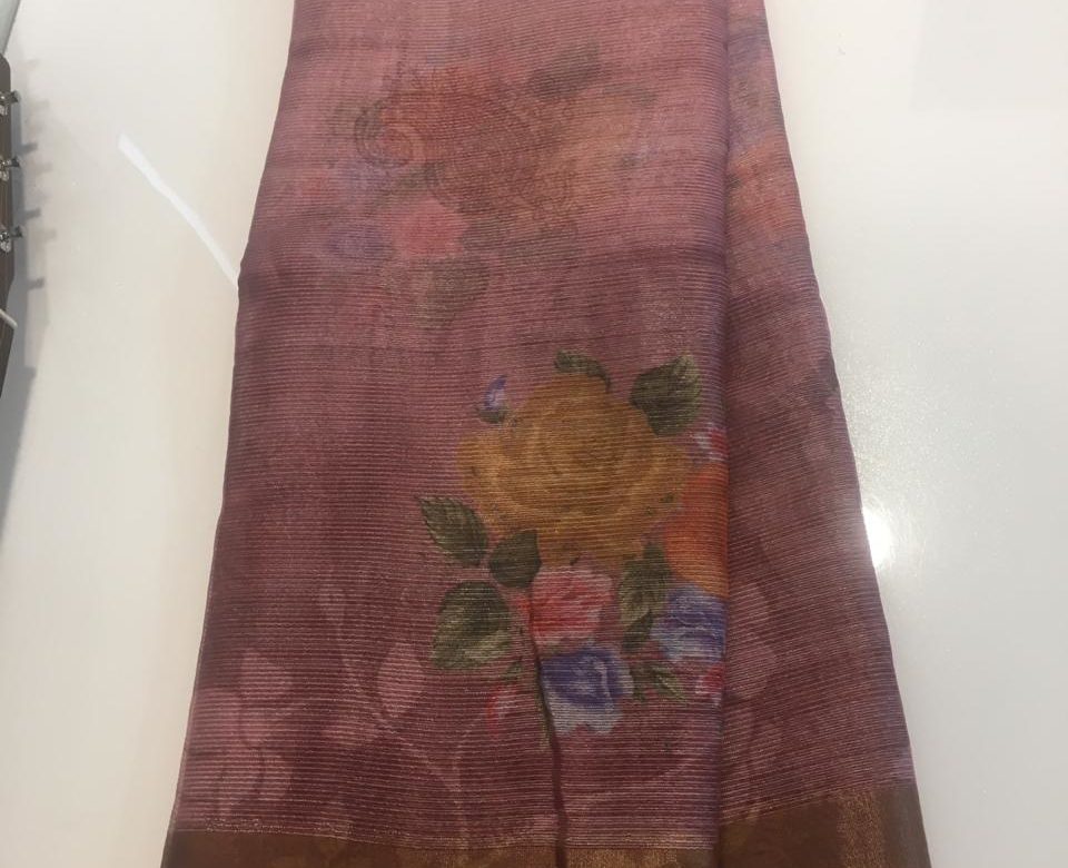 Fancy kora antique tissue printed sarees (9)