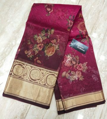 Floral silk sarees with kanchi border (10)