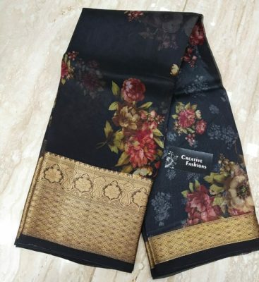 Floral silk sarees with kanchi border (11)