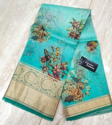 Floral silk sarees with kanchi border (16)