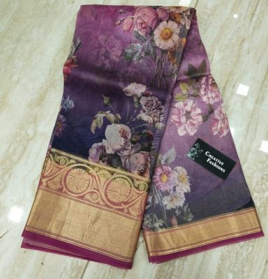 Floral silk sarees with kanchi border (7)