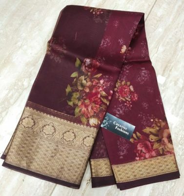 Floral silk sarees with kanchi border (8)