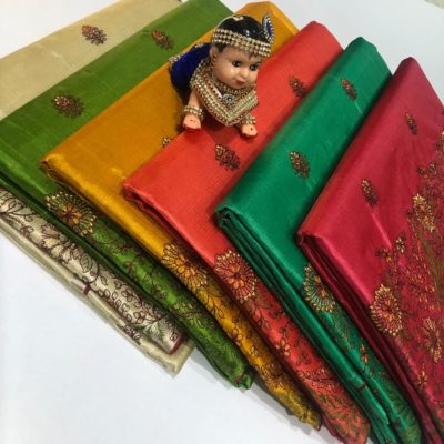 Khadi silk sarees with embroidary (6)
