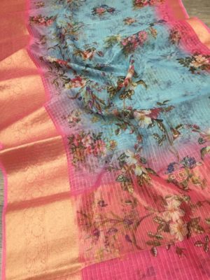 Latest banarasi kora sarees with blouse (14)