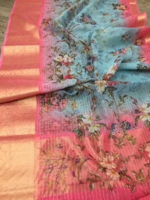 Latest banarasi kora sarees with blouse (23)