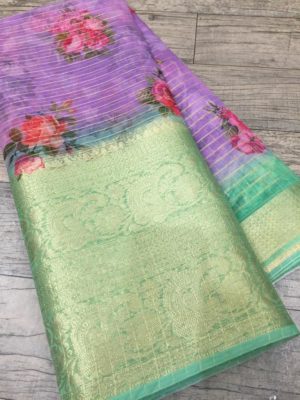 Latest banarasi kora sarees with blouse (7)