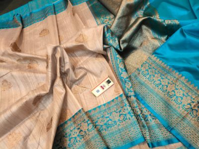 Latest banarasi tussar sarees with blouse (1)