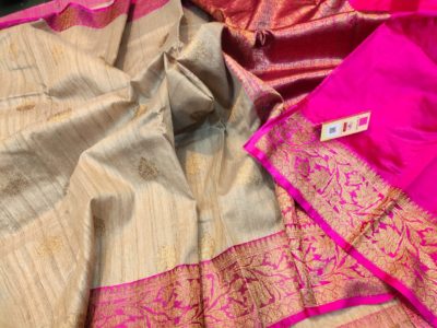 Latest banarasi tussar sarees with blouse (12)