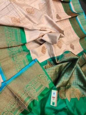 Latest banarasi tussar sarees with blouse (13)