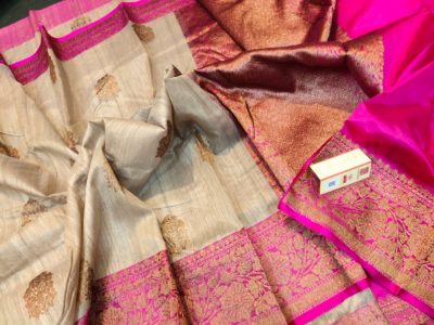 Latest banarasi tussar sarees with blouse (14)