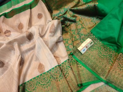 Latest banarasi tussar sarees with blouse (15)
