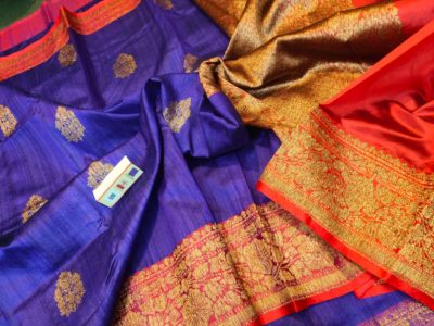 Latest banarasi tussar sarees with blouse (16)