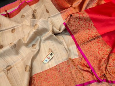 Latest banarasi tussar sarees with blouse (17)