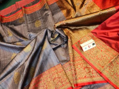 Latest banarasi tussar sarees with blouse (18)