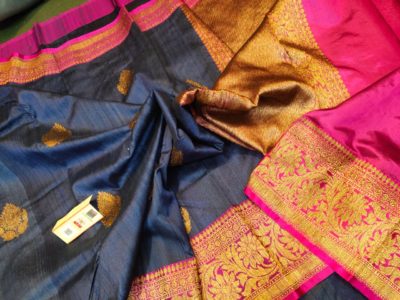 Latest banarasi tussar sarees with blouse (19)