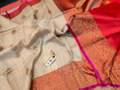 Latest banarasi tussar sarees with blouse (2)