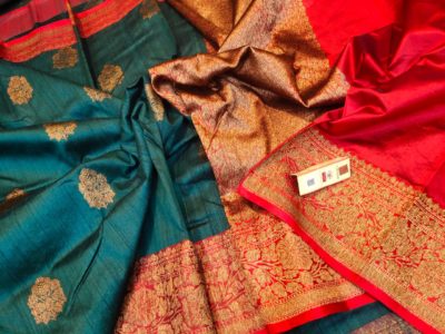 Latest banarasi tussar sarees with blouse (21)