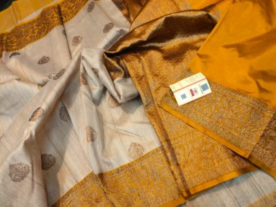 Latest banarasi tussar sarees with blouse (23)