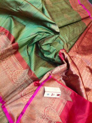 Latest banarasi tussar sarees with blouse (24)