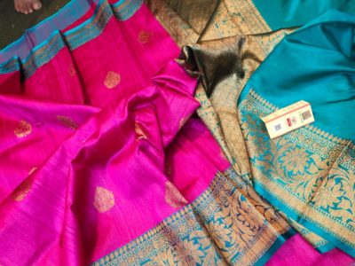 Latest banarasi tussar sarees with blouse (25)