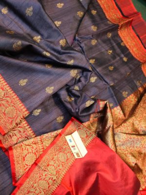 Latest banarasi tussar sarees with blouse (27)