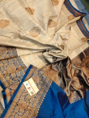 Latest banarasi tussar sarees with blouse (28)