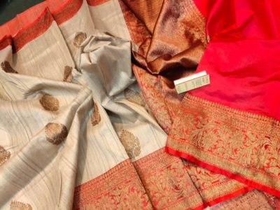 Latest banarasi tussar sarees with blouse (29)