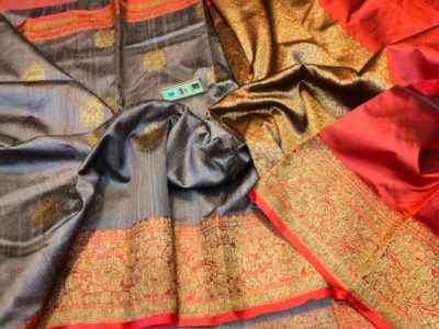 Latest banarasi tussar sarees with blouse (3)