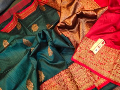 Latest banarasi tussar sarees with blouse (30)