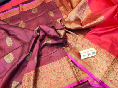 Latest banarasi tussar sarees with blouse (32)
