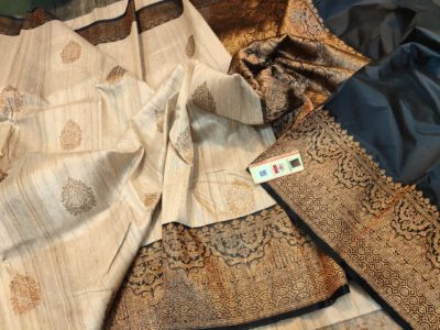 Latest banarasi tussar sarees with blouse (36)